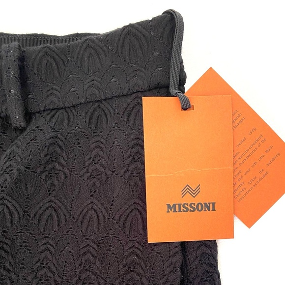 MISSONI Black Chevron Pattern Zip Front Trousers - Size US6 - MSRP $695.00 BNWT - Picture 2 of 7
